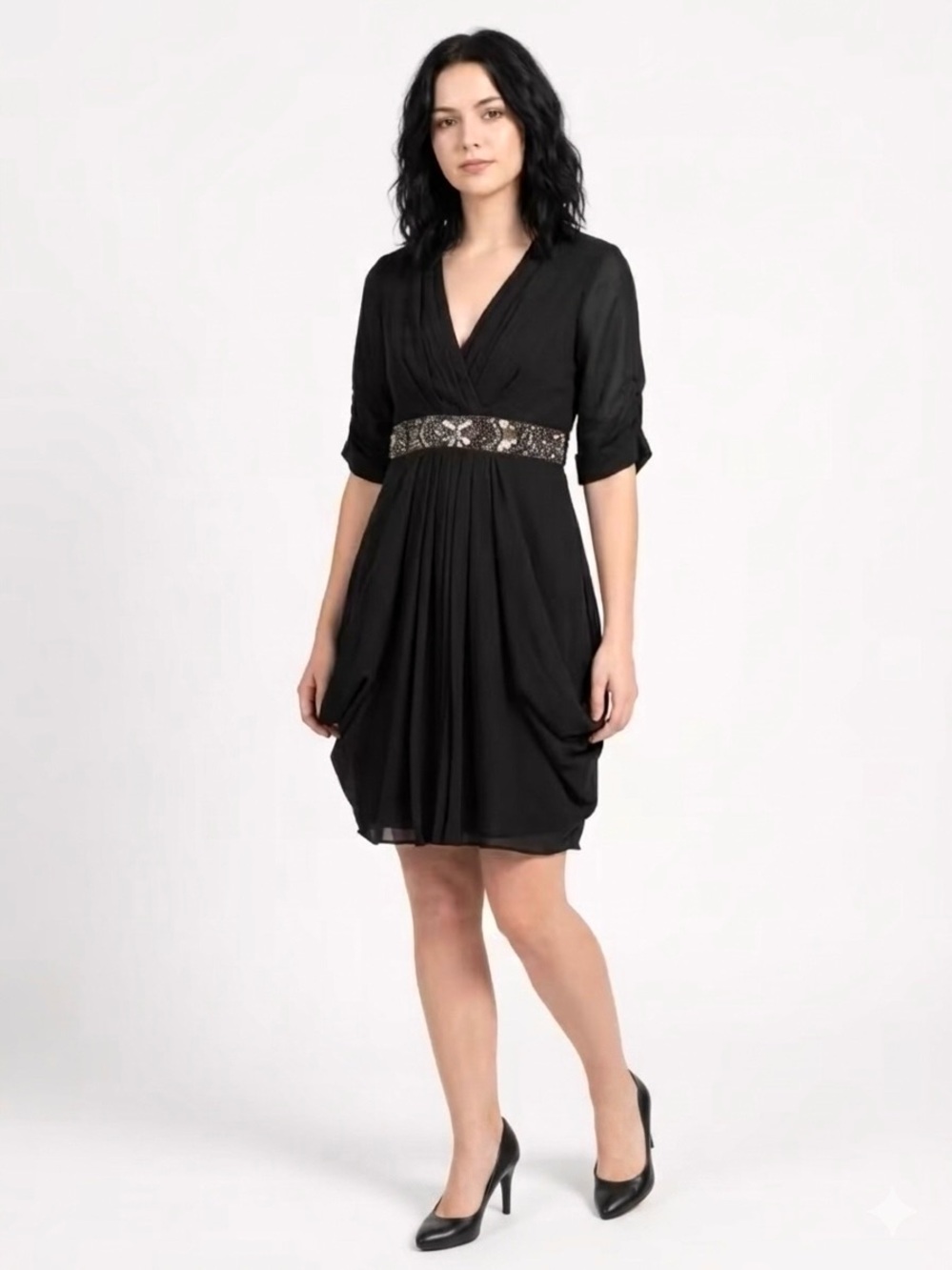 $395 Ted Baker Pleated Decorative Charms Midi Dress Size M/6-8 Women’s